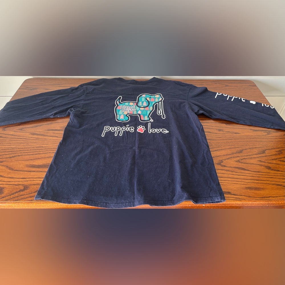 Puppie Love Long Sleeve Navy T-Shirt